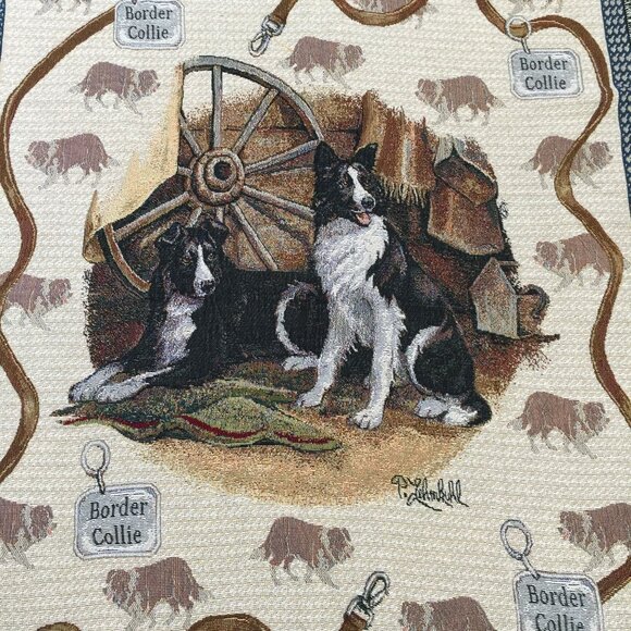 P. Lehmkuhl Border Collie Dog Tapestry Throw Blanket 50x63 Inches - Picture 3 of 6